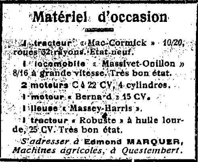 Publicité pour le commerce de Edmond Marque dans le journal Le Semeur du 30/06/1939