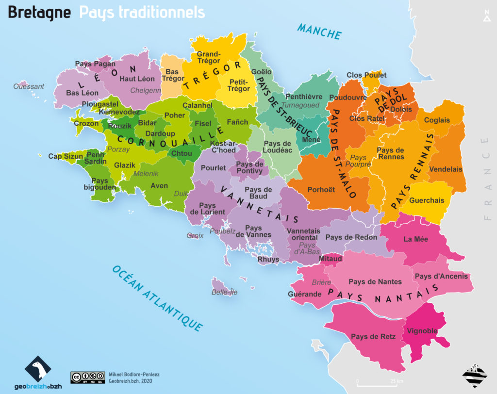 Carte des pays de danses bretonne